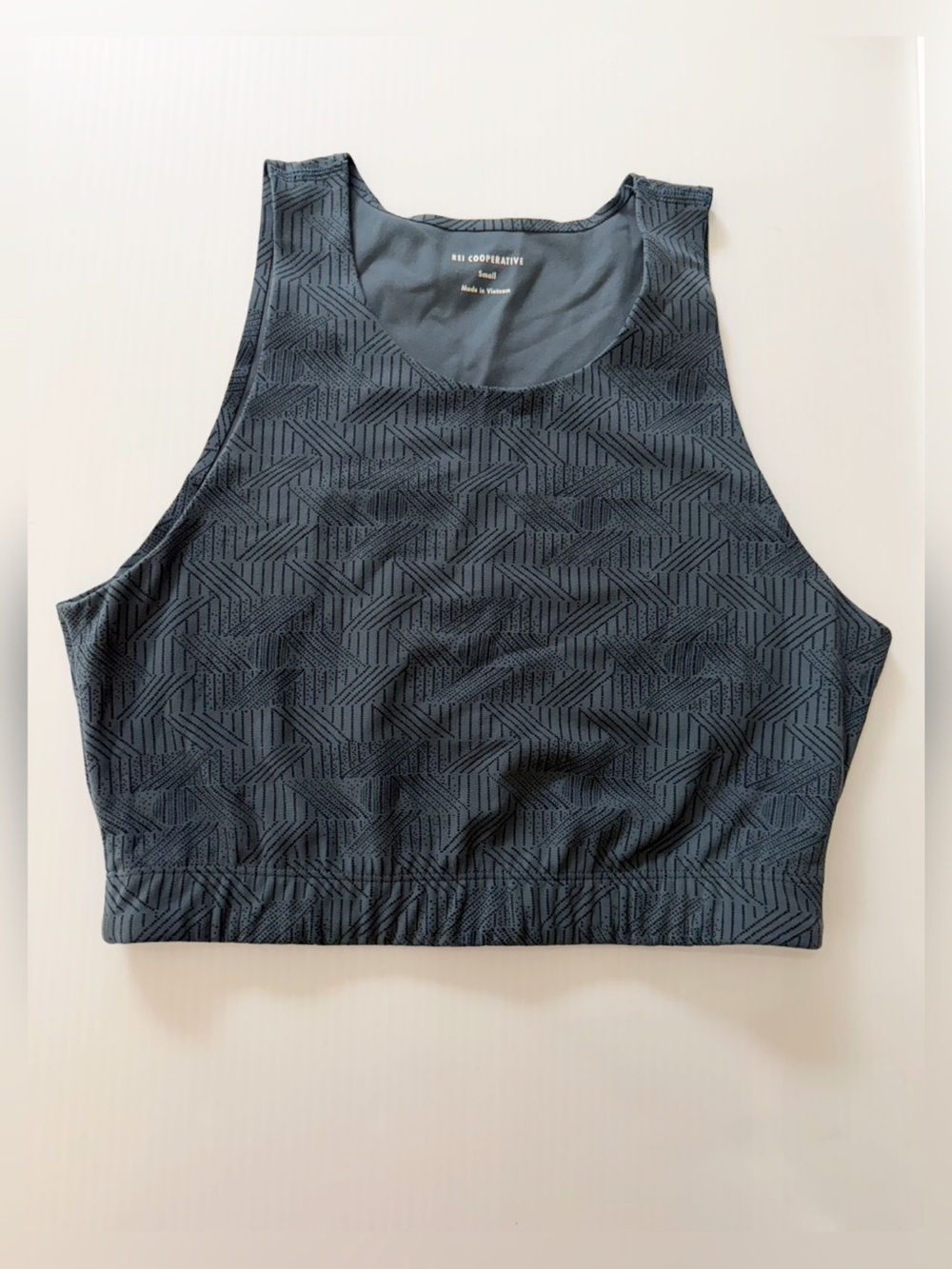REI Take Your Time Blue High Neck Active Tank Cropped Sports Bra - Small